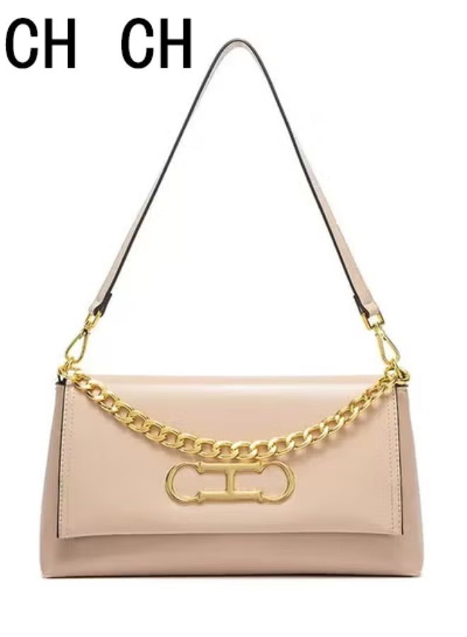 CH CH Women's Crossbody Bag, Solid Color Shoulder Bag, Minimalist Handbag, Women's Chain Bag - Image 1