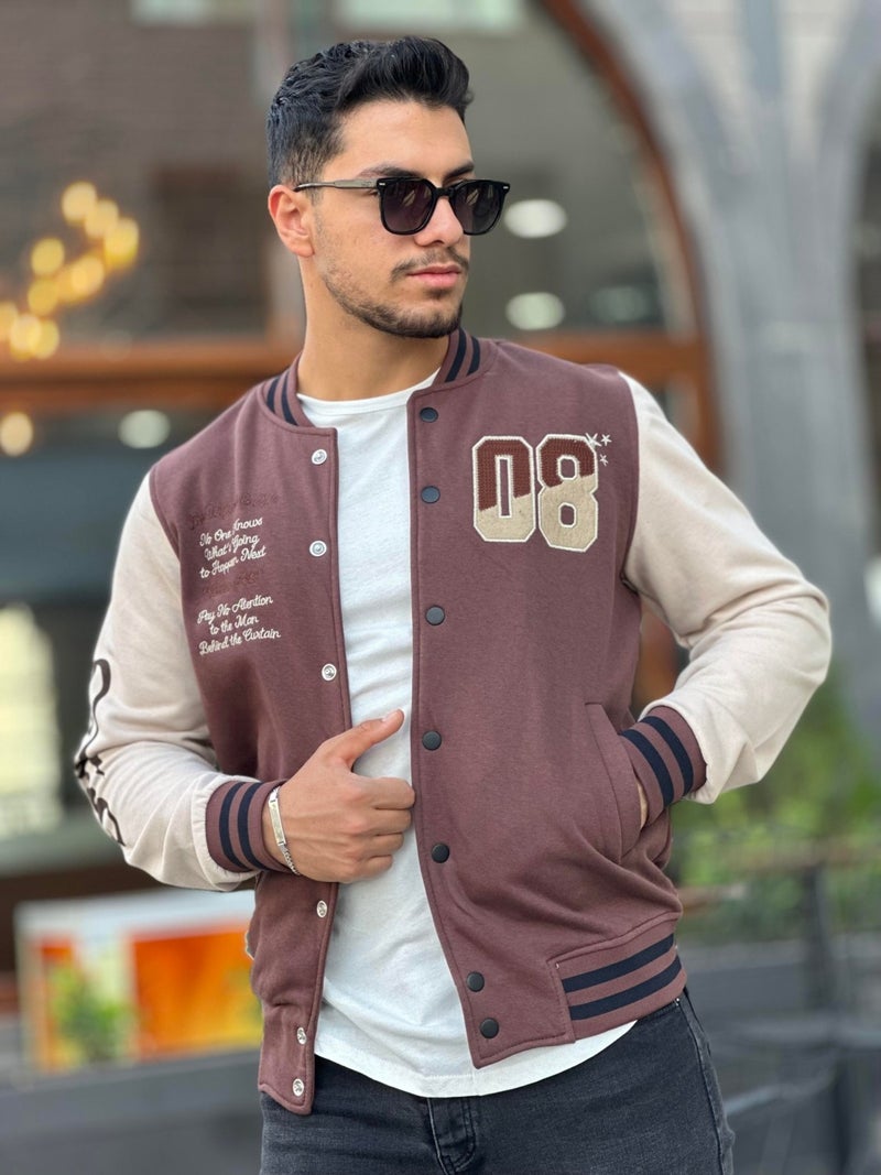 Miron جاكيت كولج للرجال 08 مقاس عادي - بيج - بني  - Image 1