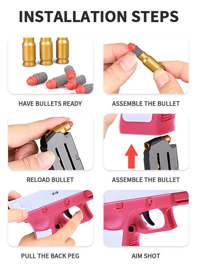 GROIC - Soft Bullet Gun Shell Ejection Soft Bullet Toy Gun Foam Blaster Soft Bullet Play Gun with Soft Bullets & Pull Back Action Pistol Toys for Kids - Image 1