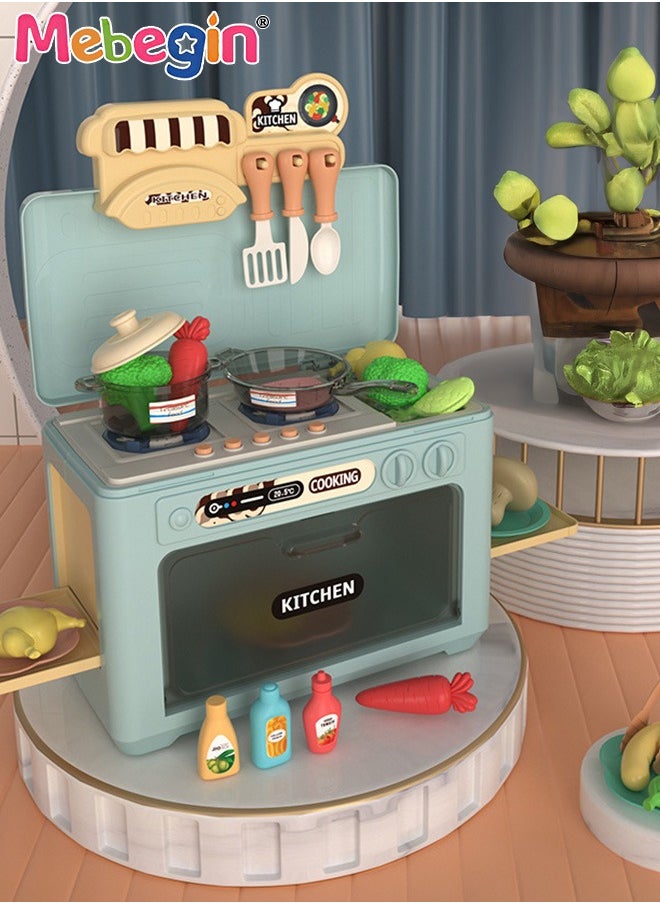 MEBEGIN 22 Pcs Oven Playset, Kids Kitchen Toys Set, Realistic Pretend Play Appliance with Cooking Sounds and Color-changing Food Models, Expandable Microwave Toy, Ideal Gift for Kids, 25*14*17.5cm  - Image 3