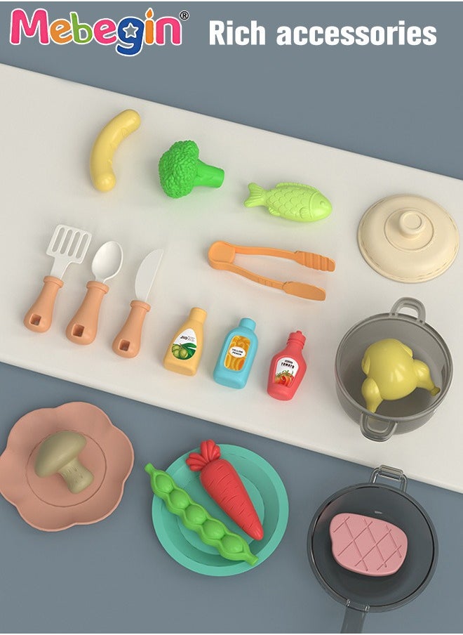 MEBEGIN 22 Pcs Oven Playset, Kids Kitchen Toys Set, Realistic Pretend Play Appliance with Cooking Sounds and Color-changing Food Models, Expandable Microwave Toy, Ideal Gift for Kids, 25*14*17.5cm  - Image 5