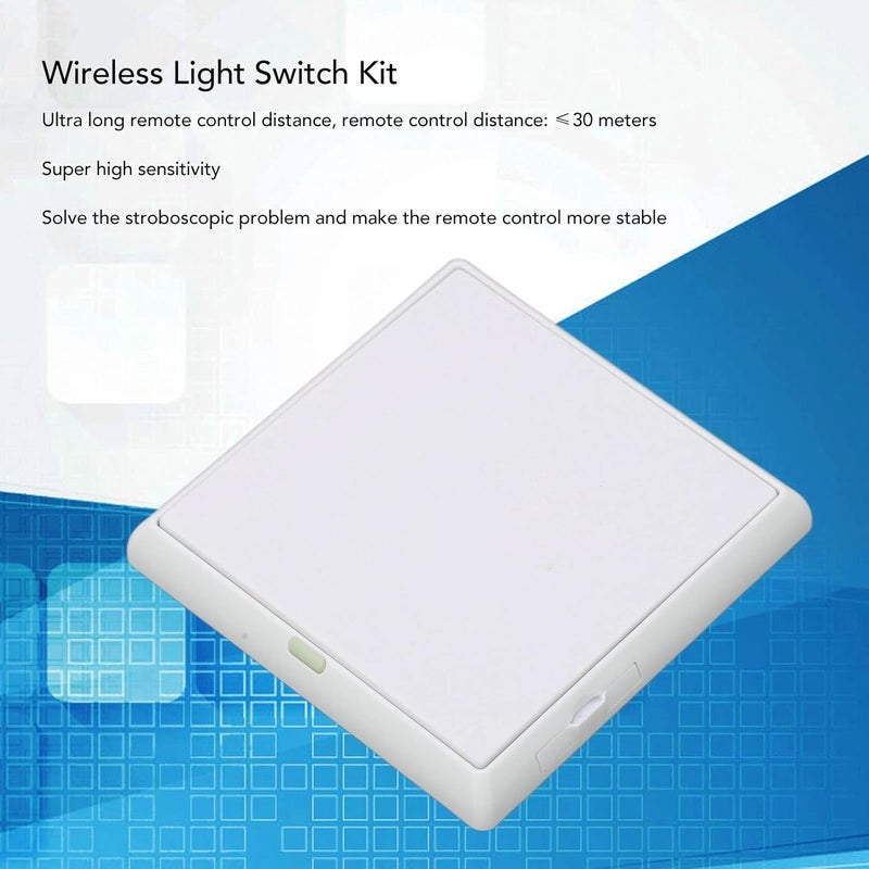klarako Wireless Light Switch Kit, Single Channel 433.92MHz Remote Wireless Switch Panel for Home AC100‑240V - Image 2