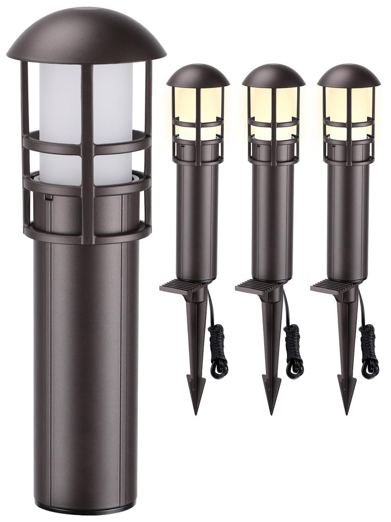 LEONLITE LED Low Voltage Landscape Pathway Lights, 3W 12V AC/DC Path Lighting, CRI90+, IP65 Waterproof, ETL Listed, Oil Rubbed Bronze Aluminum Housing, 3000K Warm White, Pack of 4 - Image 1