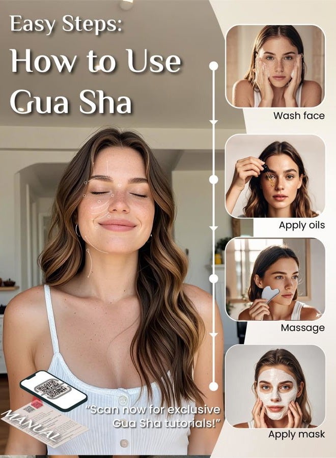 Rena Chris Gua Sha Facial Tools, Natural Terahertz Guasha for Acupuncture, Manual Massage Sticks for Jawline Sculpting and Puffiness Reducing, Gua Sha Scraping Massage Tool,Skin-Care Gift(Silver-Gray) - Image 3
