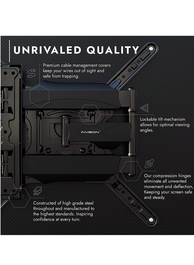TV Wall Bracket Mount for 24-60 Inch Screens, VESA 100x100mm up to 400x400mm, Tilts Swivels & Extends for Flat & Curved TVs, Includes Spirit Level, Weight Capacity 36.2kg (HDTV-E) - Image 4