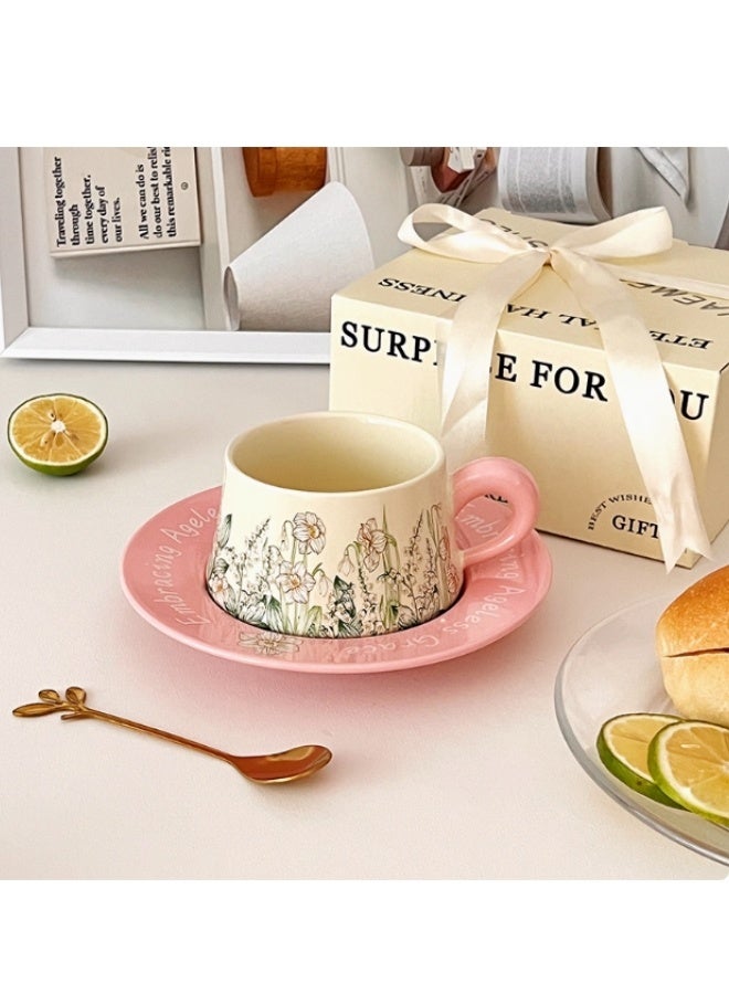 Generic Brand Floral Tea Cup and Saucer Set, Cream Cup with Pink Saucer, Dainty Daisy Pattern - Image 2