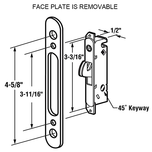 ALLYWASAI Patio Sliding Door Handle Set with Mortise Lock, Key Cylinder and Face Plate, Full Replacement Handle Lock Set Fits Door Thickness from 1-1/2" to 1-3/4", 3-15/16" Screw Hole Spacing, White - Image 4