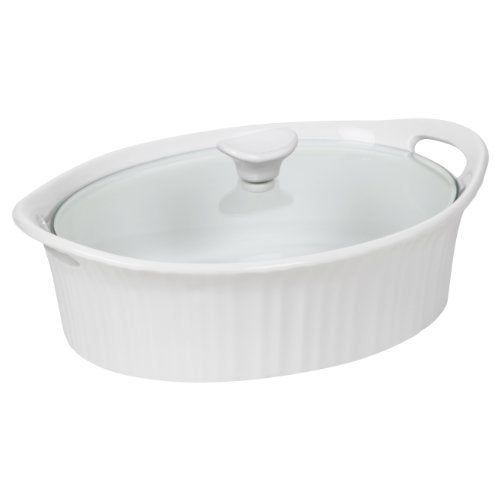 Corningware 1105935 French White III Oval Casserole with Glass Cover, 2.5-Quart - Image 1