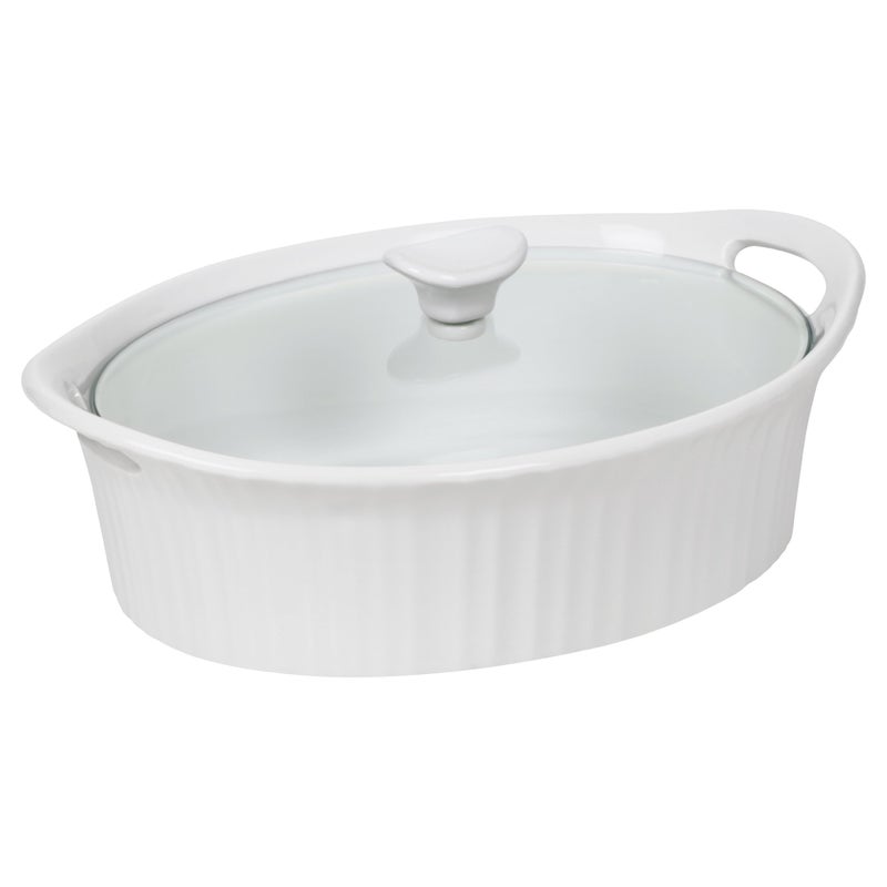 Corningware 1105935 French White III Oval Casserole with Glass Cover, 2.5-Quart - Image 2