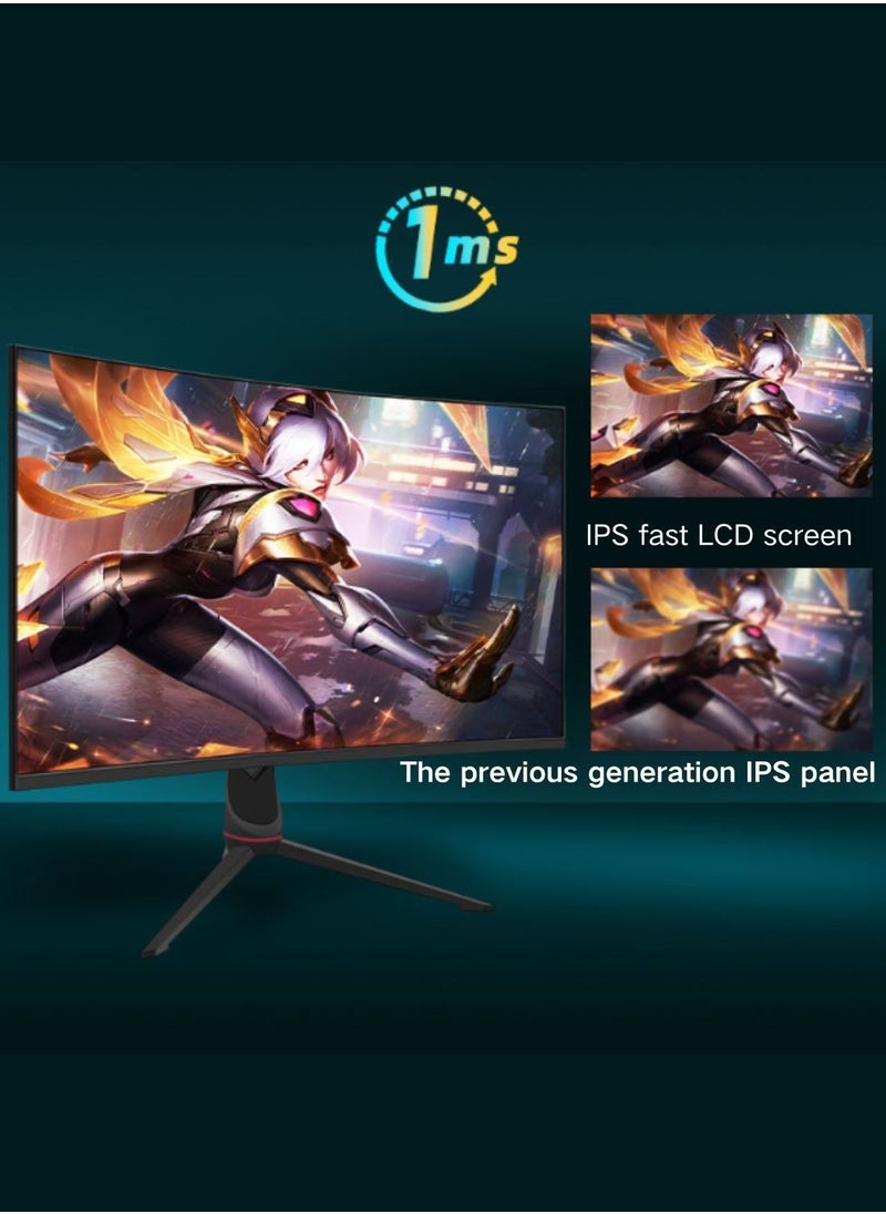 HILUKE - 32 Inch Ultrawide Monitor, 165Hz WQHD 2560X1440 Curved Gaming Monitor, 1500R PC Monitor, HDR, FreeSync & G-Sync, HDMI, DisplayPort, VESA, Tilt Swivel Height Pivot Adjustment - Image 1
