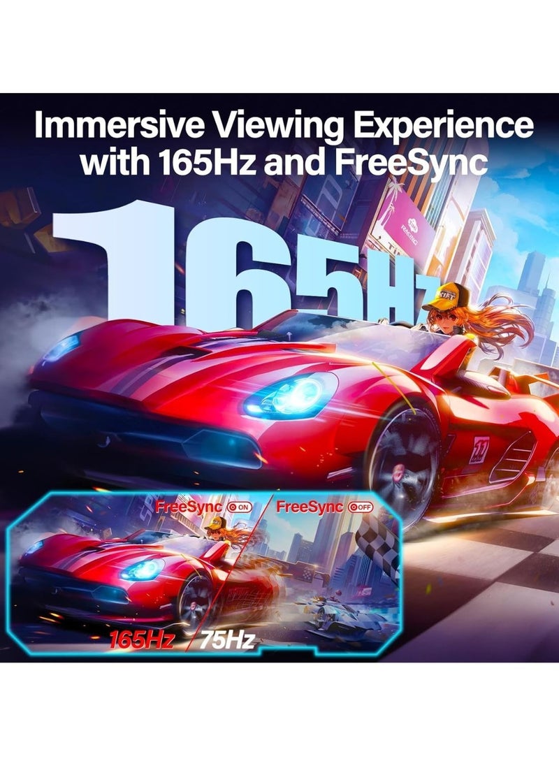 HILUKE - 32 Inch Ultrawide Monitor, 165Hz WQHD 2560X1440 Curved Gaming Monitor, 1500R PC Monitor, HDR, FreeSync & G-Sync, HDMI, DisplayPort, VESA, Tilt Swivel Height Pivot Adjustment - Image 1