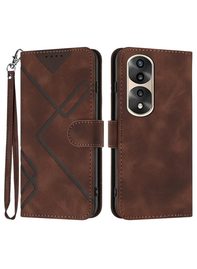 Green Tiger Case For Honor 70 Pro / 70 Pro+ Line Pattern Skin Feel Leather Phone Case - Image 1