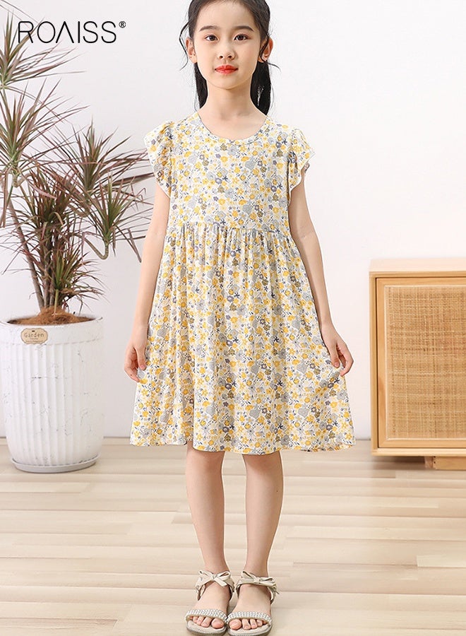 roaiss Girls Stylish Summer Dress, Floral Print Sleeveless Dress, Casual Sundress for Little Girls, Suit for Daily Wear or Any Occasion - Image 1