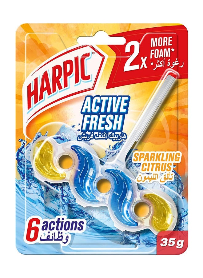 Harpic 6 Actions Active Fresh Toilet Cleaner Rim Block - Sparkling Citrus 35g  - Image 1