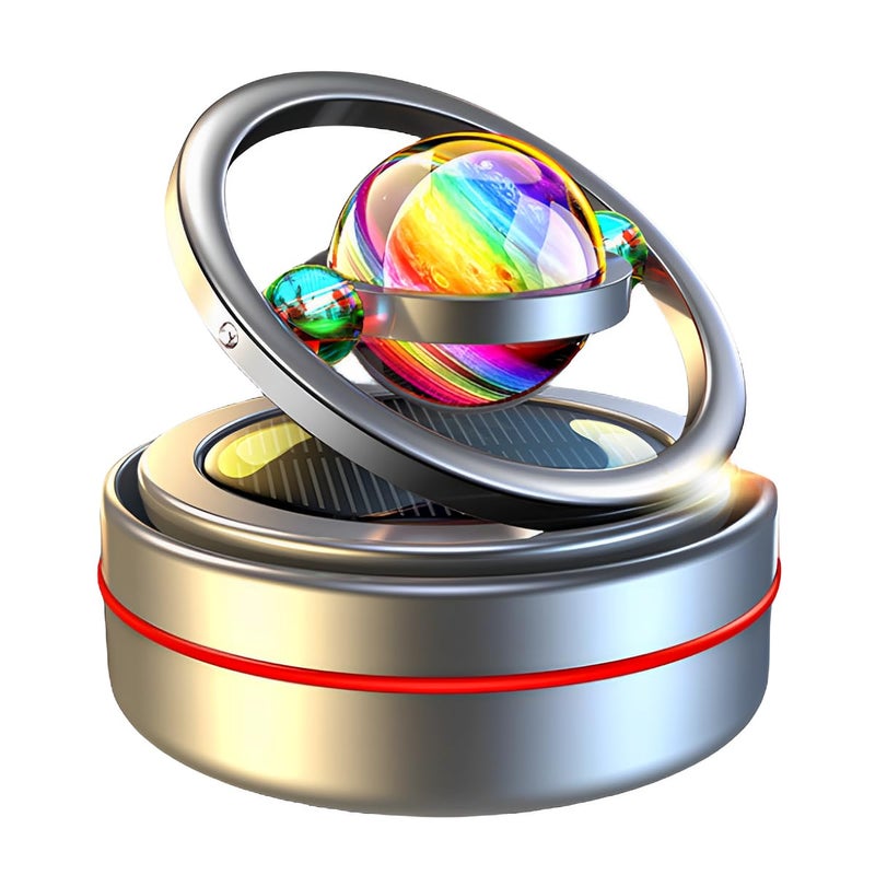 Solar Celestial Fidget Spinner Lucky Car Decoration Automatic Sun Powered Home Office  Automotive Accessories Parents Day Birthday Gift Exchange Aroma Diffuser Perfume Not Included Galaxy Silver