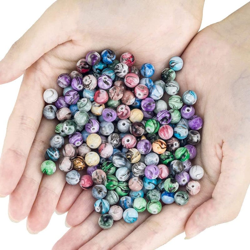 DIY Crafts DIY Crafts 1 Set, Colur - Multi, 1 Set Contain = 5x Tibetan Charms 5x Multi Charms 10x Space Acrylic Beads Ink Patterns 1x Crystal String 25x Beads 4-8mm, for Bracelets Neckl(1 Set, Colur - Multi) - Image 5