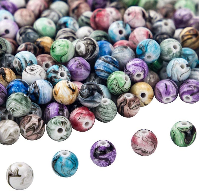 DIY Crafts DIY Crafts 1 Set, Colur - Multi, 1 Set Contain = 5x Tibetan Charms 5x Multi Charms 10x Space Acrylic Beads Ink Patterns 1x Crystal String 25x Beads 4-8mm, for Bracelets Neckl(1 Set, Colur - Multi) - Image 4