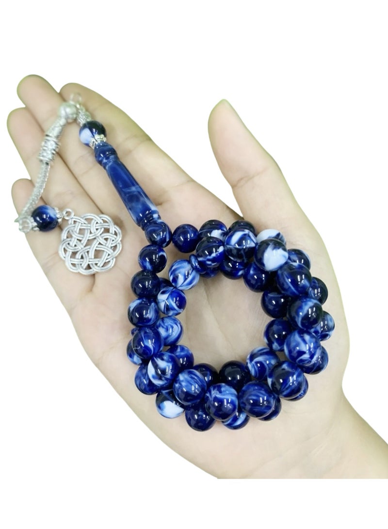 Misbaha Prayer Beads - 51 Pcs Premium Resin Dhikr Beads, Deep Blue Islamic Tasbih for Men & Women, Durable & Lightweight Muslim Rosary (Ideal Gift for Eid/Ramadan) - Image 1