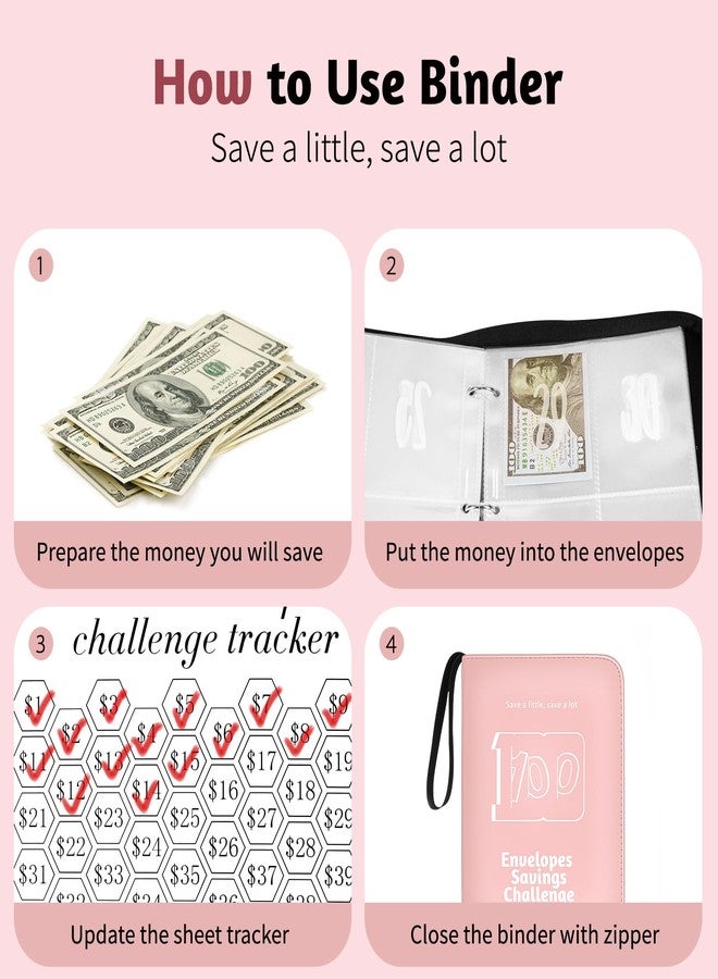RONMONG 100 Envelope Challenge Binder, 2025 Upgrade 100 Envelopes Money Saving Challenge, Savings Challenges Book with Challenge Tracker to Save $5,050 - Image 3