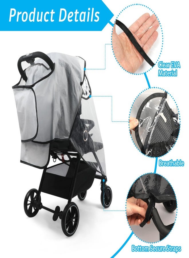Mkobon Clear Stroller Rain Cover, Universal Stroller Cover Breathable, Foldable Travel Weather Shield, Waterproof Windproof Baby Stroller Accessories for Trip Use, Daily Walks - Image 3