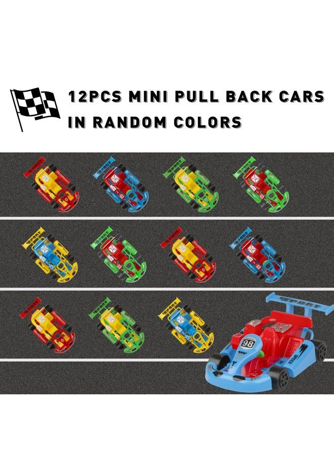 PROLOSO Pull Back Go Kart Friction Powered Racing Cars Kids Birthday Party Favors Goodie Bag Fillers Class Prizes Little Wind Up Vehicle Toys in Bulk 12PCS - Image 4
