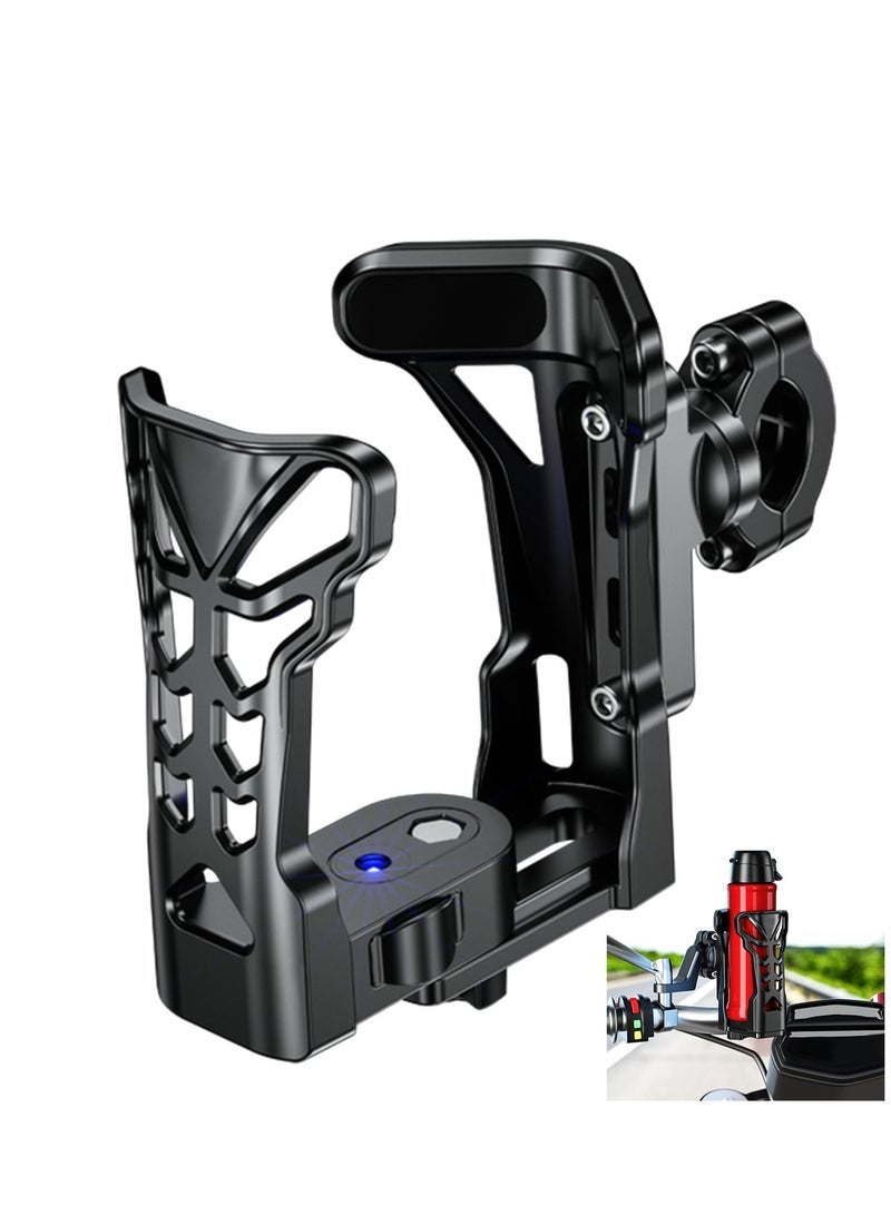 Captaintech ATV Cup Holder, Upgraded Motorcycle Drink Holder Handlebar, Bike Water Bottle Holder with Atmosphere Light, 360° Rotation Expandable Design, Max Load 32oz for Scooter Bike Motorcycle - Image 1