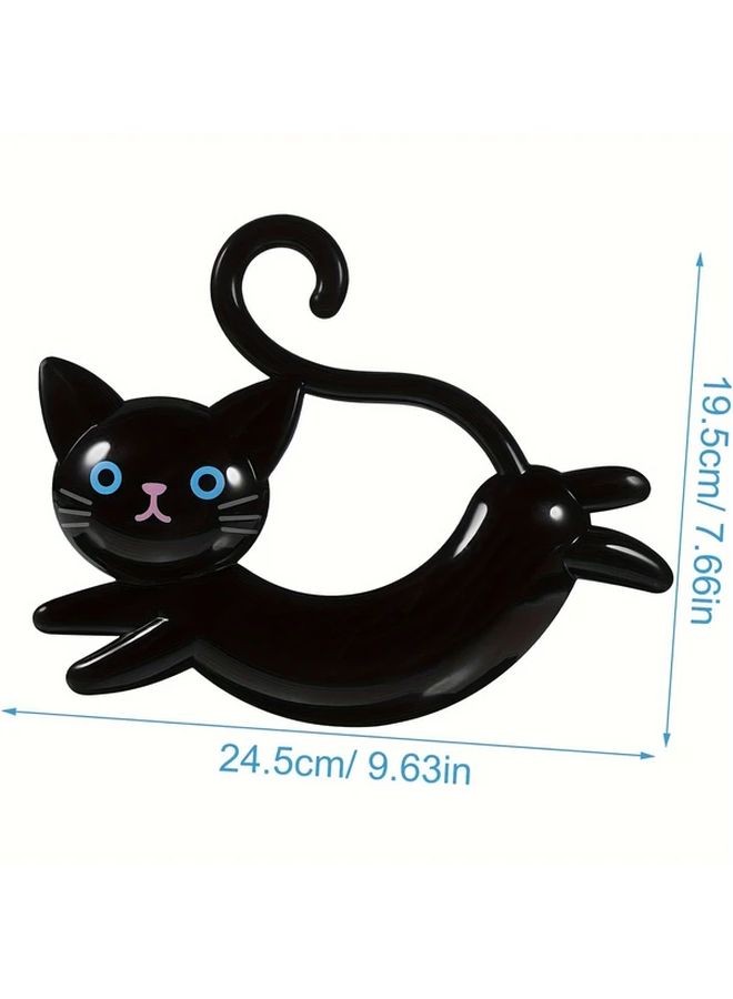 Black Cat Cartoon Towel Holder No Drill Wall Mounted Rack With Adhesive For Bathroom Kitchen - Image 3
