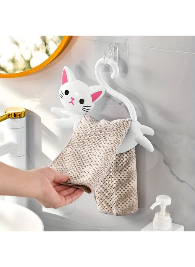 Black Cat Cartoon Towel Holder No Drill Wall Mounted Rack With Adhesive For Bathroom Kitchen - Image 5