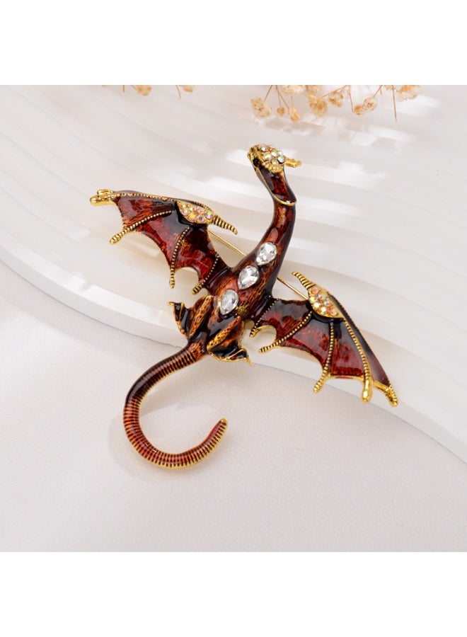 KUYING Retro Drip Oil Cartoon Flying Dragon Style High End Niche Men's Brooch 