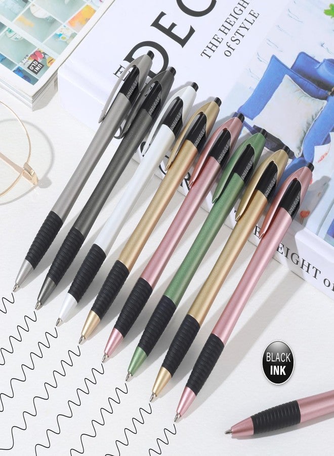 Sikao Metallic Pens, Pack 60 Luxe Gripped Slimster Pencils, Black Ink 1mm, Smooth Writing, Retractable Pens for Office, School, Teachers, Reception and Corporate Gifts - Image 2