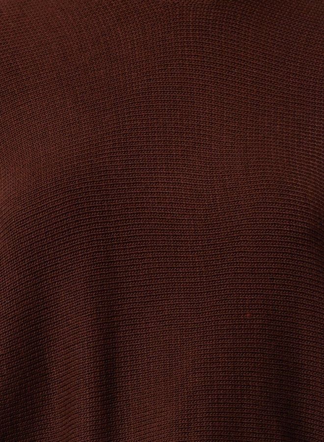 trendyol Brown Wide Pattern Spanish Sleeve Knitted Sweater - Image 4