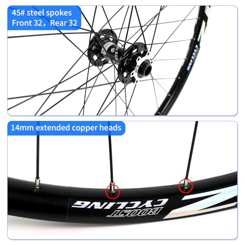 ZTZ 27.5"/29" Thru Axle Boost Mountain Bike Wheelset，Aluminum Alloy Rim 32H Bike Wheels，Front 15 * 110mm Rear 12 * 148mm Disc Brake MTB WheelSet，Fit 8-12 Speed Cassette (Only Front Wheel, 29 inch) - Image 4