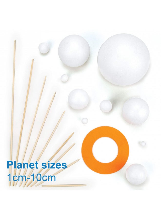 Baker Ross - Baker Ross EV8302 Solar System Pack of 2, Make Your Own Planet Model Crafts for Kids Science Projects, Building and Painting Kits for Boys and Girls, White, Assorted, 2 Pack - Image 1