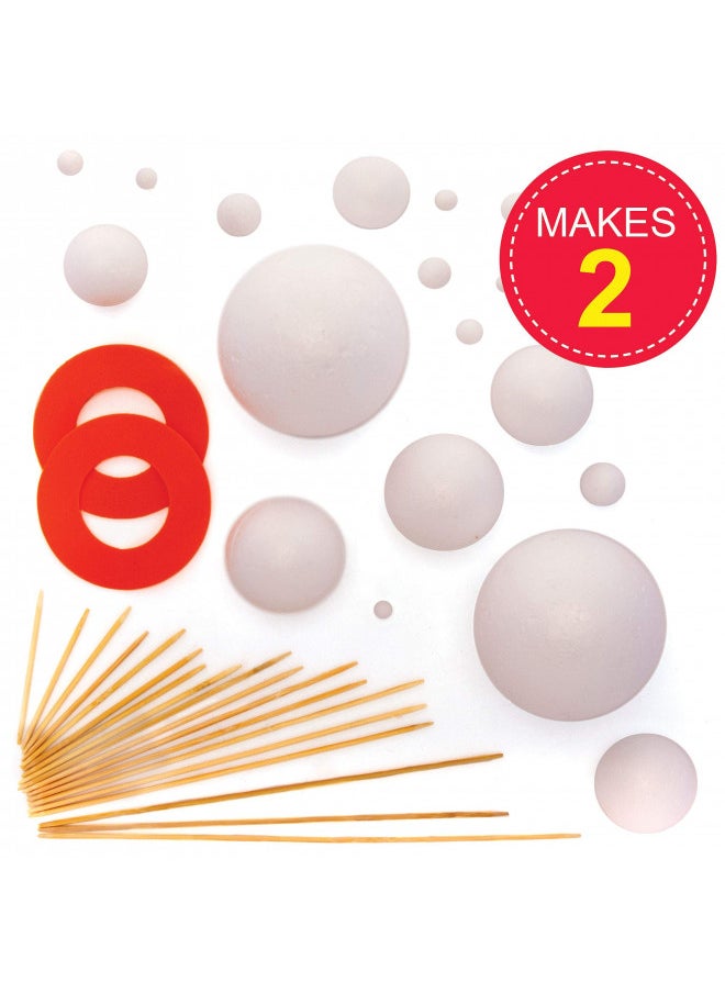 Baker Ross - Baker Ross EV8302 Solar System Pack of 2, Make Your Own Planet Model Crafts for Kids Science Projects, Building and Painting Kits for Boys and Girls, White, Assorted, 2 Pack - Image 1