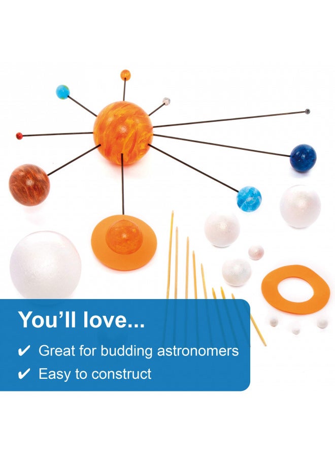 Baker Ross - Baker Ross EV8302 Solar System Pack of 2, Make Your Own Planet Model Crafts for Kids Science Projects, Building and Painting Kits for Boys and Girls, White, Assorted, 2 Pack - Image 1