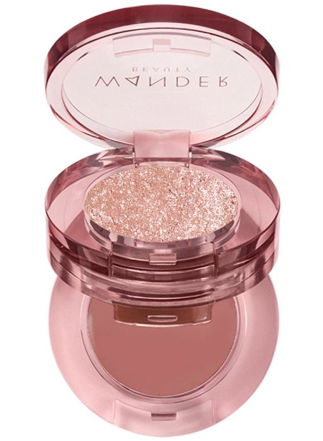 Wander Beauty Double Date Eye Shadow Duo - Eye Candy/Crush (Rose Gold Shimmer + Muted Mauve Cream) - High Pigment Eye Shadow Palette - Satin Shimmer Eyeshadow - Eye Makeup With Vitamin E - 0.07 oz - Image 1