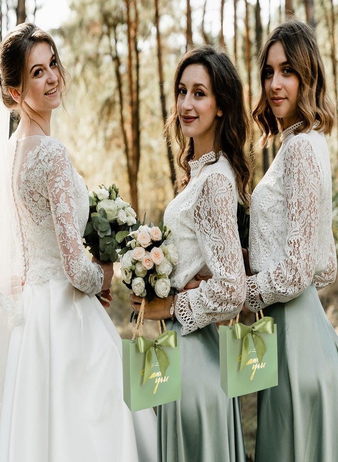 وولاين مجموعة هدايا ورقية من والين، 50 قطعة، مزينة بفيونكة، لون أخضر فاتح، حقائب هدايا للحفلات بمقابض، حقائب هدايا صغيرة للحفلات، مناسبة لحفلات الزفاف، وحفلات استقبال المولود، وحفلات أعياد الميلاد (يتطلب التجميع). - Image 5