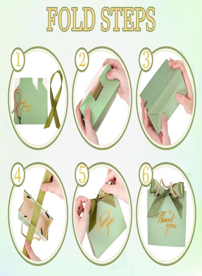 وولاين مجموعة هدايا ورقية من والين، 50 قطعة، مزينة بفيونكة، لون أخضر فاتح، حقائب هدايا للحفلات بمقابض، حقائب هدايا صغيرة للحفلات، مناسبة لحفلات الزفاف، وحفلات استقبال المولود، وحفلات أعياد الميلاد (يتطلب التجميع). - Image 3