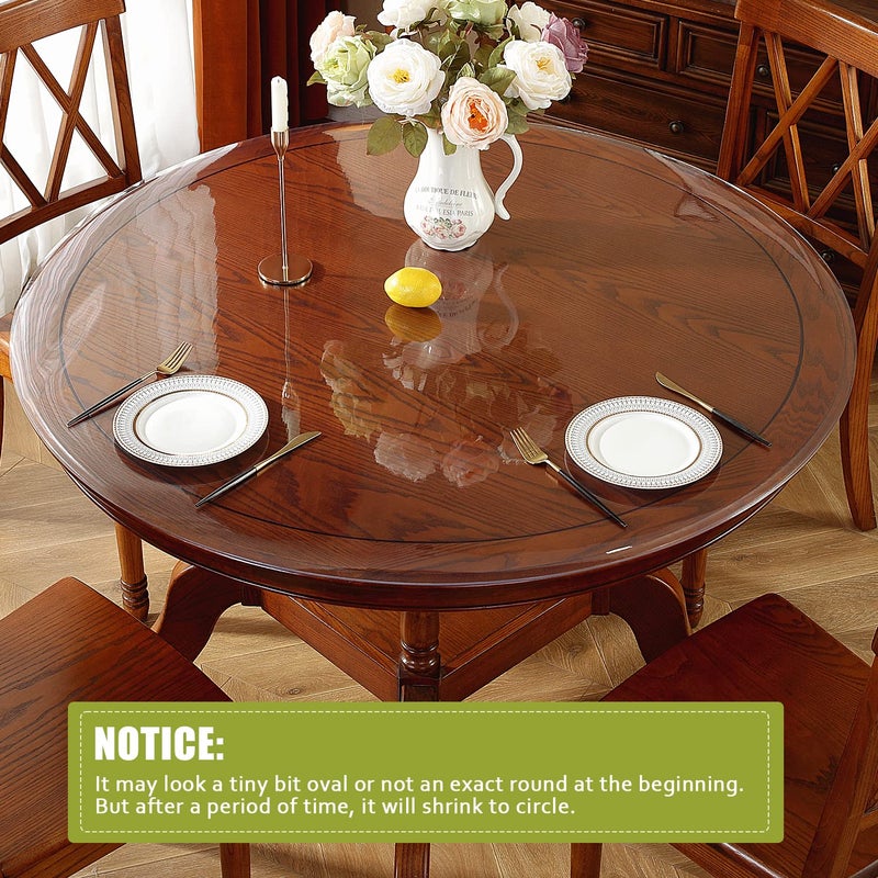 OstepDecor Round Clear Table Protector 48 Inch Thick Clear Table Cover Protector Round, Plastic Waterproof PVC Tablecloth, Vinyl Circle Table Top Protector for Dining Room, Coffee Tabletop - Image 2