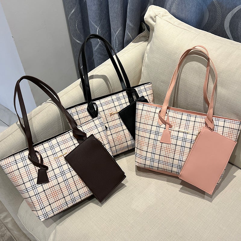Plaid Print Tote Bag - Image 1