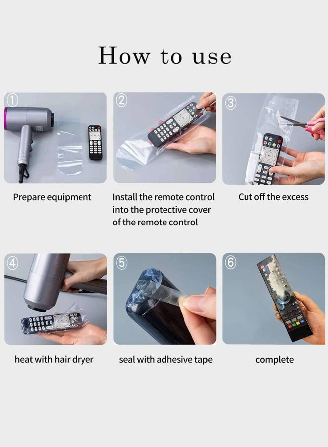 Pack of 20, household remote control dustproof plastic film, transparent PVC heat shrink bags, hair dryer sealing, heat shrink packaging, suitable for various remote controls.  - Image 2