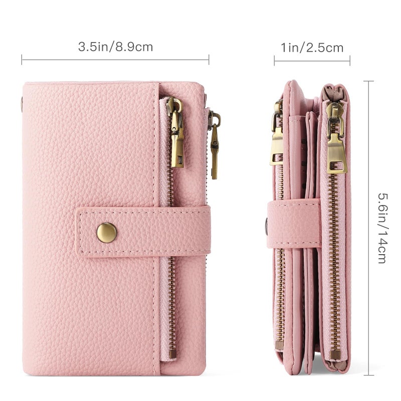 SENDEFN Small Wallet for Women Leather RFID Blocking Wristlet Wallet Credit Card Holder with Double Zipper Coin Purse Ladies Bifold Purse - Image 5