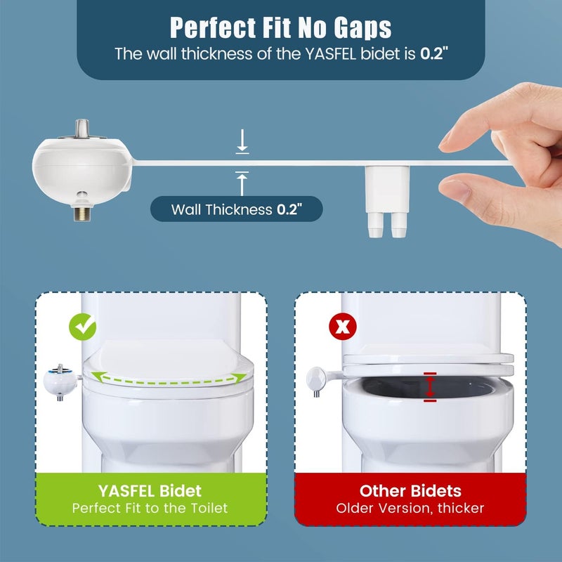 YASFEL Bidet Attachment for Toilet, Non-Electric Self-Cleaning Bidet Seat Attachment, Fresh Cold Bidet Attachment for Feminine/Posterior Wash, with Adjustable Pressure Control (Blue/White) - Image 4