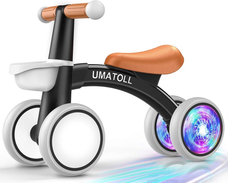 Umatoll Colorful Lighting Baby Balance Bike for 1 Year Old Boys Girls, 12-24 Months Toddler Bike with Basket, Adjustable Seat, First Birthday Gift - Image 1
