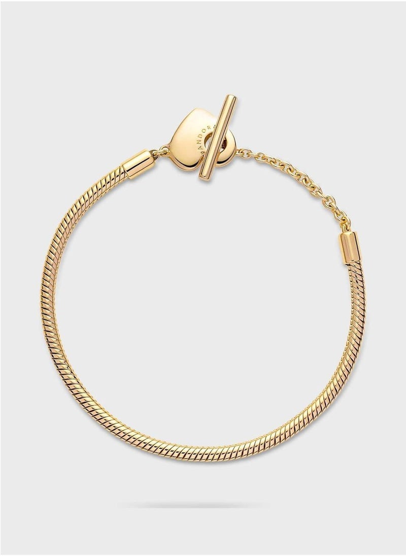 PANDORA Pandora Moments Heart T-Bar Snake Chain Bracelet  - Image 3