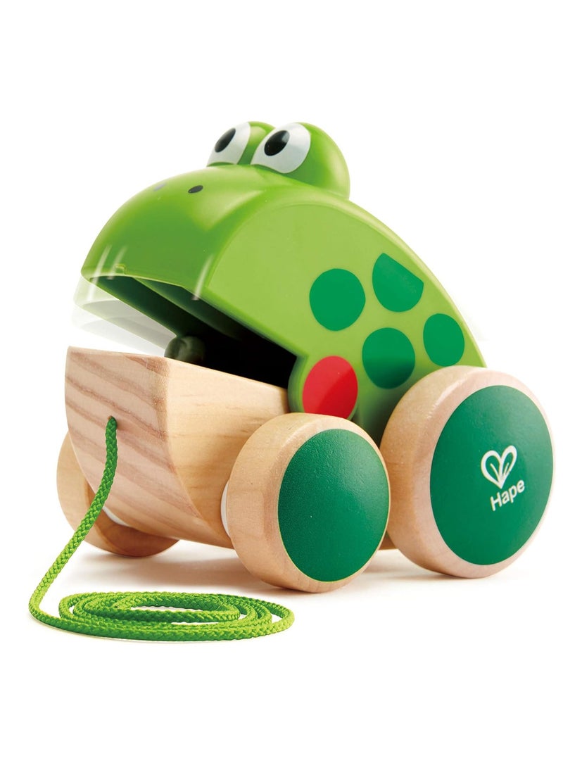 Raxoom Frog Pull-Along Toy for Toddlers | Wooden Push & Pull Animal Toy with Moving Mouth Action | Interactive Educational Toy for Walking and Motor Skills | Bright Colors, Durable Design, Age 12+Months - Image 1