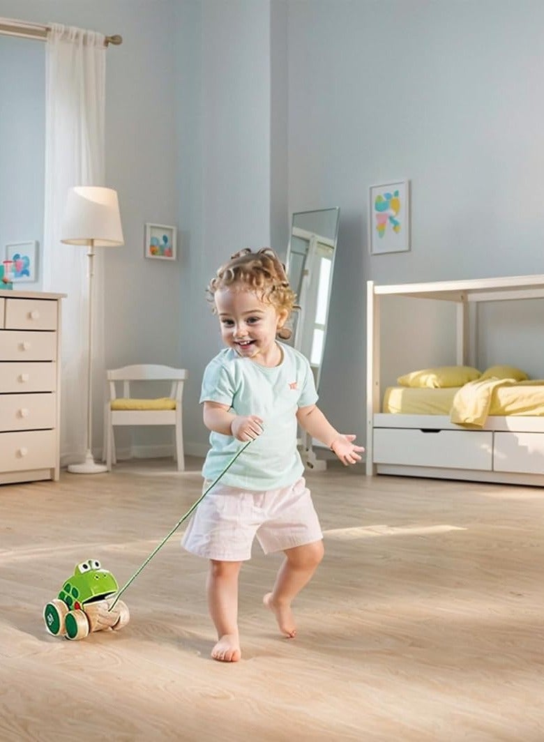 Raxoom Frog Pull-Along Toy for Toddlers | Wooden Push & Pull Animal Toy with Moving Mouth Action | Interactive Educational Toy for Walking and Motor Skills | Bright Colors, Durable Design, Age 12+Months - Image 2