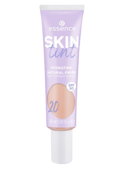 Essence SKIN Tint No.20 | Lightweight Hydrating Face Tint | Light to Medium Coverage | SPF 30 Sun Protection | Vegan Formula with Aloe Vera & Hyaluronic Acid | Natural Radiant Finish | 30 ml Beige