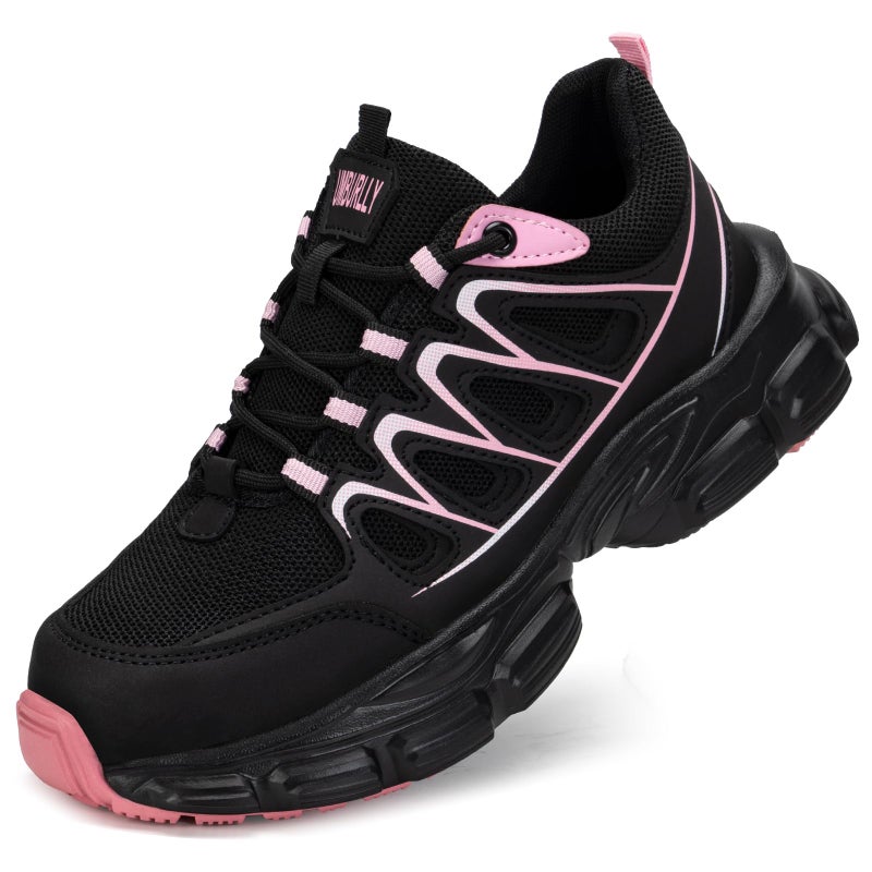Hogent Steel Toe Shoes for Women Men Wide Non Slip Composite Work Sneakers Indestructible Comfortable Safety Tennis Shoes Lightweight Breathable Construction Sneakers Puncture Proof Ergonomic Design - Image 1