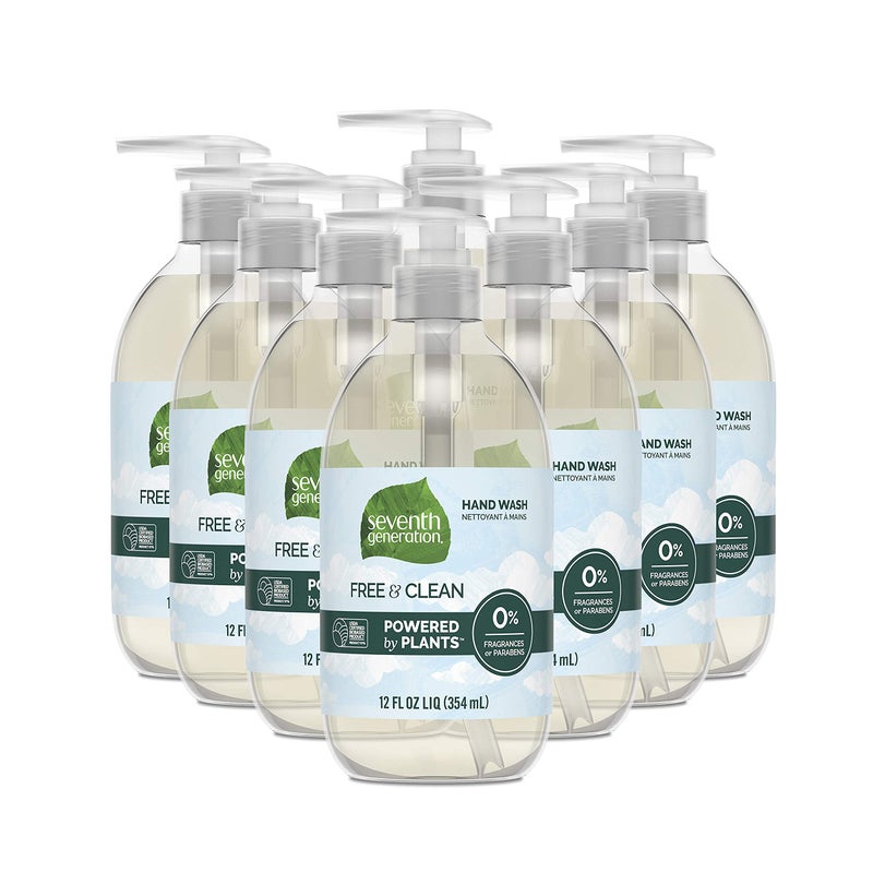 Seventh Generation Liquid Hand Soap Fragrance Free Free & Clean Unscented Hand Soap 12 Fl.oz, Pack of 8 - Image 1